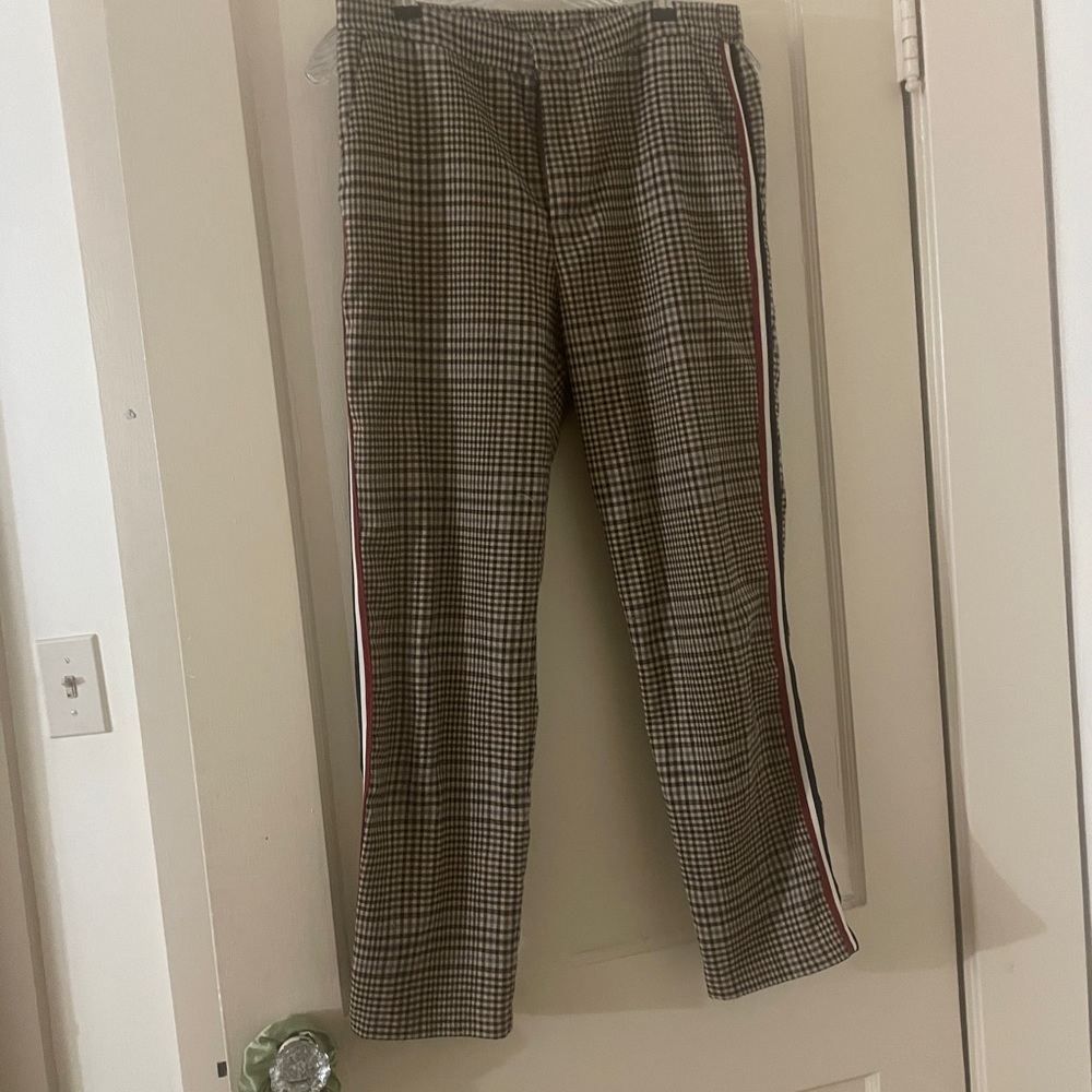 BB Dakota Women's Plaid Pants with Red Stripe